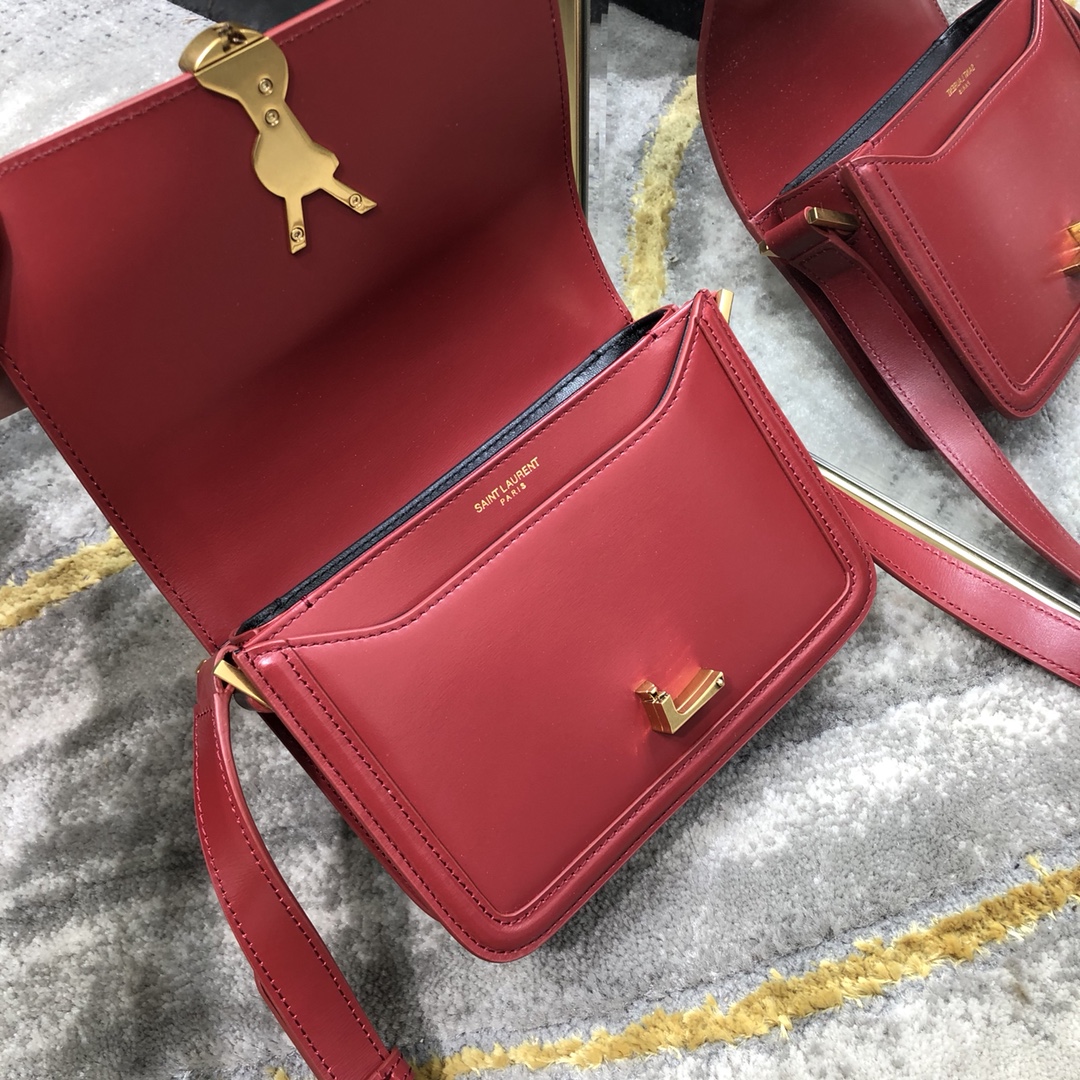 Saint Laurent Solferino Box Small Calfskin Handbag Shoulder Bag Red 634306 